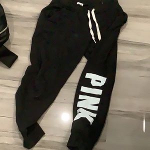 Black cotton sweat joggers size small pink